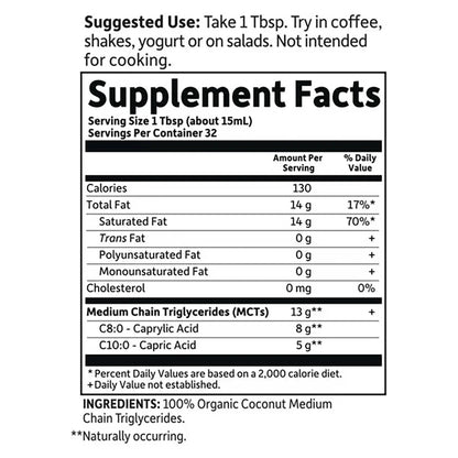 Dr. Formulated Brain Health Organic Coconut MCT Oil - Unflavored